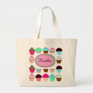 Colourful Cupcakes - Personalised Large Tote Bag