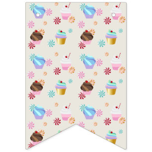 Colourful Cupcakes Sweet Candies Bakery Dessert Bunting