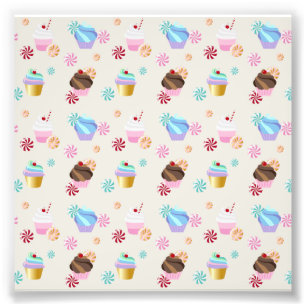 Colourful Cupcakes Sweet Candies Bakery Dessert Photo Print