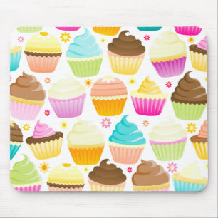 Colourful Cupcakes (White) Mouse Mat