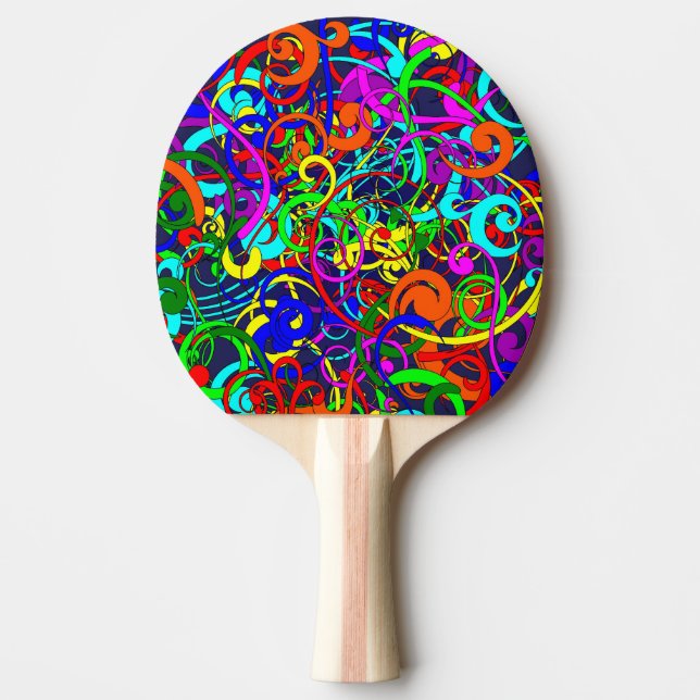 Colourful Curls and Swirls Ping Pong Paddle (Front)