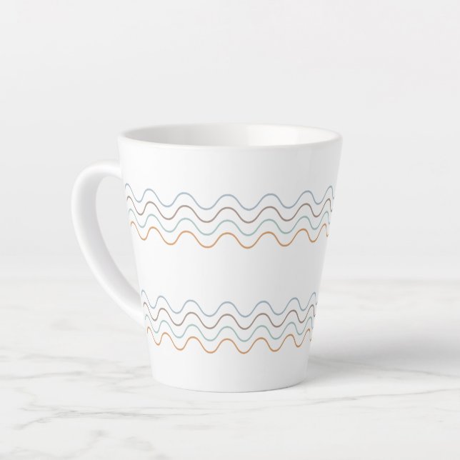 Colourful Curve Lines Pattern Latte Mug (Left Angle)