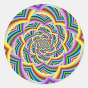Colourful Curved Chevron Spiral Classic Round Sticker
