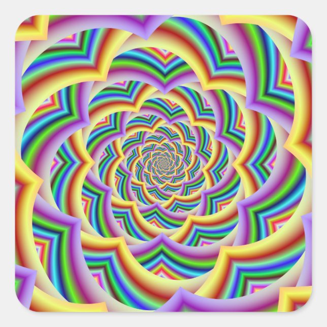Colourful Curved Chevron Spiral Square Sticker (Front)
