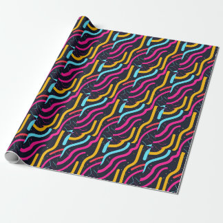 Colourful curved forms on black wrapping paper