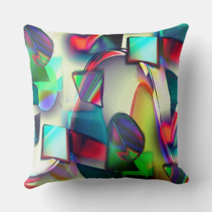 Colourful curved squares and circles with metallic cushion