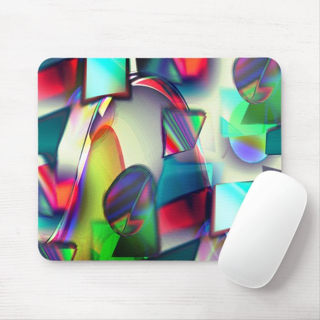 Colourful curved squares and circles with metallic mouse mat (With Mouse)