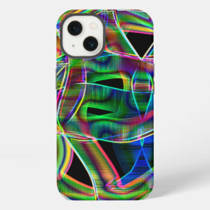 Colourful curved tapes, highlighted by embossed iPhone 13 case
