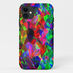 Colourful curved triangles or coloured undulations iPhone 11 case