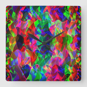 Colourful curved triangles or coloured undulations square wall clock
