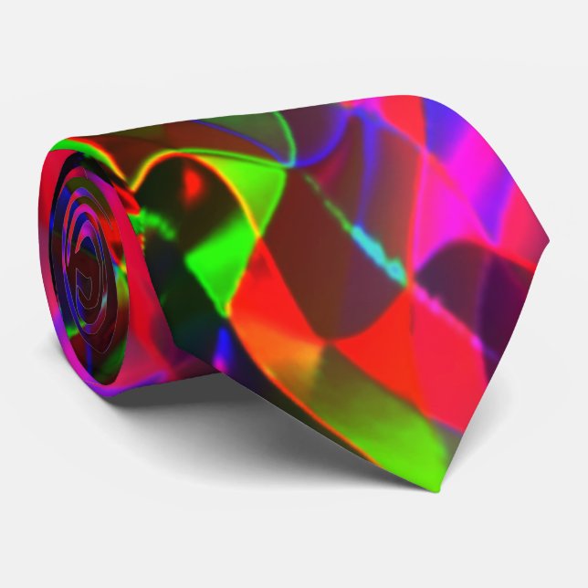 Colourful curved triangles or coloured undulations tie (Rolled)