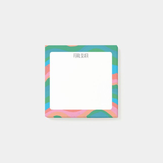 Colourful Curves CUSTOM Chic Monogram Personalised Post-it Notes (Front)