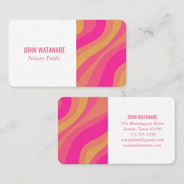 Colourful Curves Retro Minimalist Stripes Custom Business Card (Front/Back)