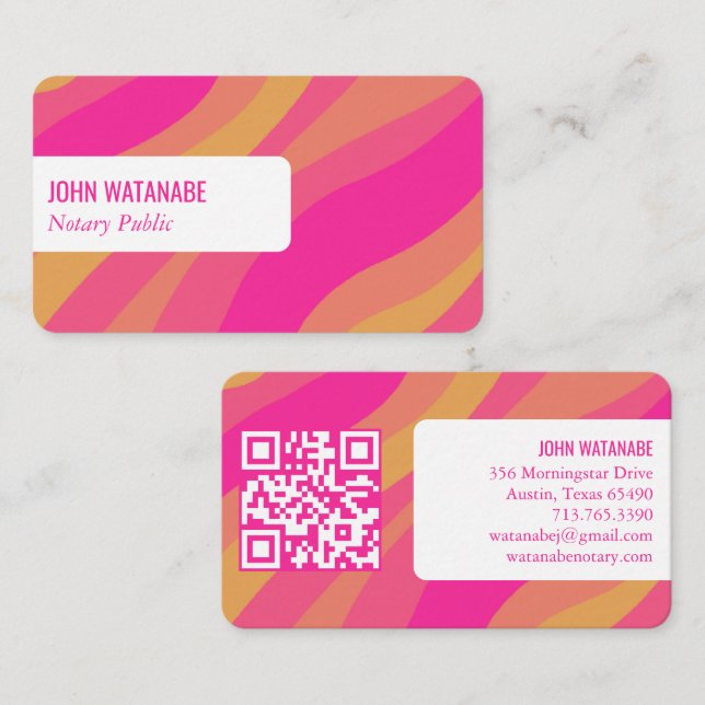 Colourful Curves Retro Minimalist Stripes Custom Q Business Card (Front/Back)