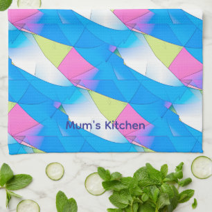 Colourful Curvy Abstract Art Pattern Tea Towel