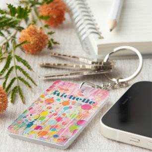 Colourful Custom Acryl painting style  Key Ring