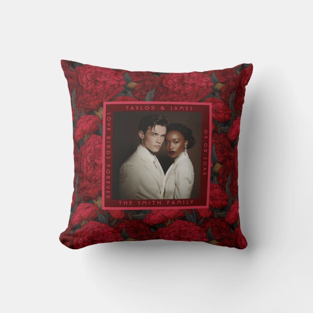 Colourful Custom Carnation Inspired Fall Wedding Cushion (Front)