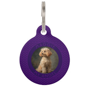 Colourful Custom Cat Owner Gift Chevron Checkers Pet Tag