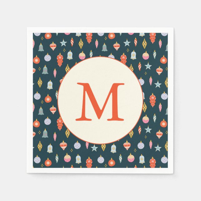 Colourful Custom Christmas Holiday Monogram Napkin (Front)