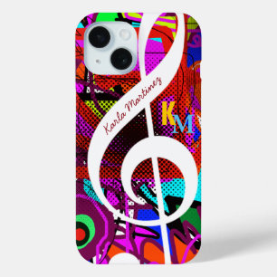 Colourful & custom clave musical note iPhone 15 case
