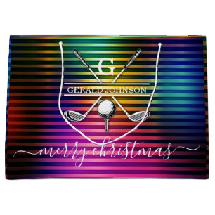 Colourful Custom Elegant Golf Monogram Design Large Gift Bag