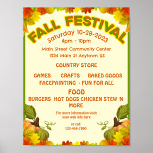 Colourful Custom FALL FESTIVAL Flyer Advertisement Poster