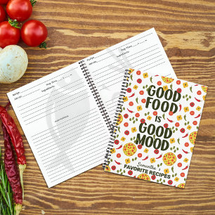 Colourful Custom Favourite Recipes with a Quote,  Notebook