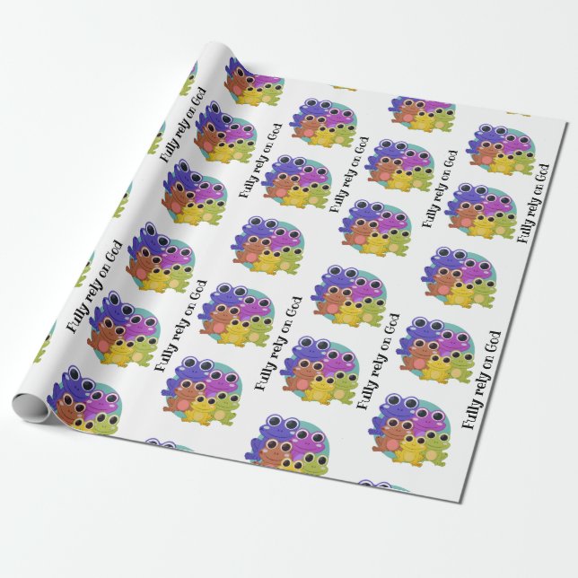 Colourful Custom Frog Wrapping Paper (Unrolled)