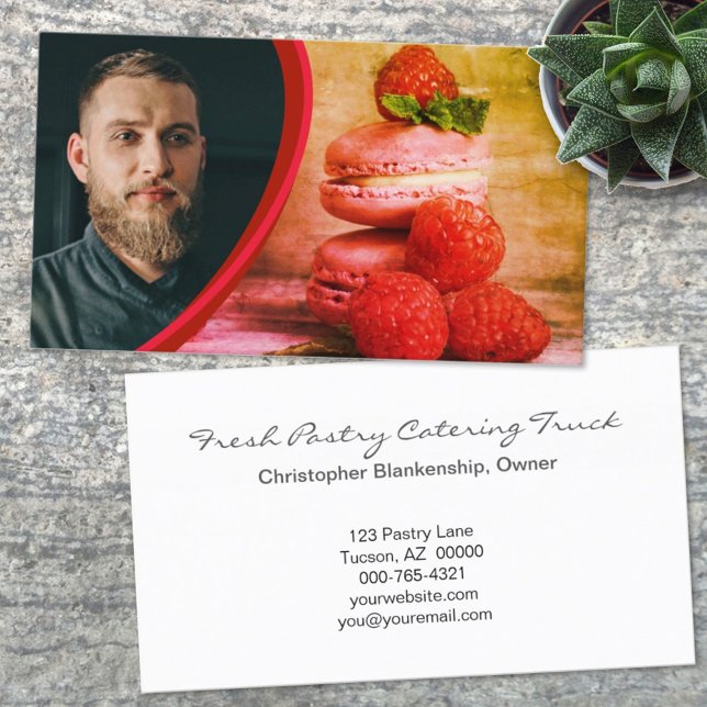Colourful Custom Macaron Pastry Image Baker Photo  Business Card (Creator Uploaded)