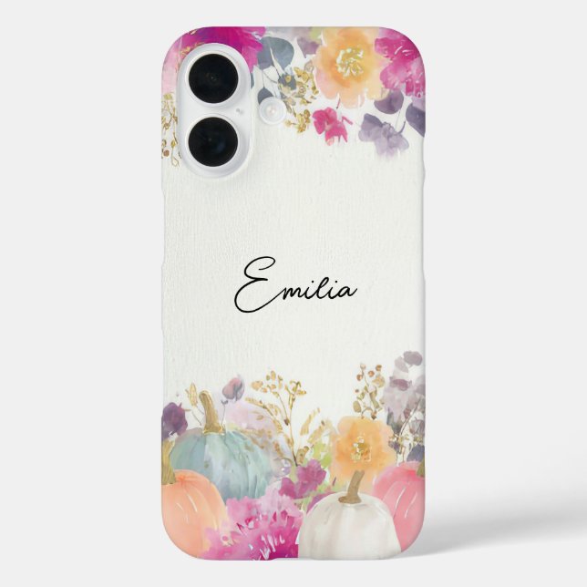 colourful Custom Pumpkin and Flowers Design Case-Mate iPhone Case (Back)