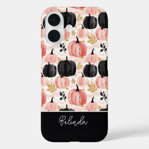 colourful Custom Pumpkin and Leaves pattern iPhone 16 Case