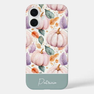 colourful Custom Pumpkin and Leaves pattern iPhone 16 Case