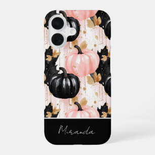 colourful Custom Pumpkin and Leaves pattern iPhone 16 Case