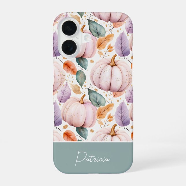 colourful Custom Pumpkin and Leaves pattern  iPhone 16 Case (Back)