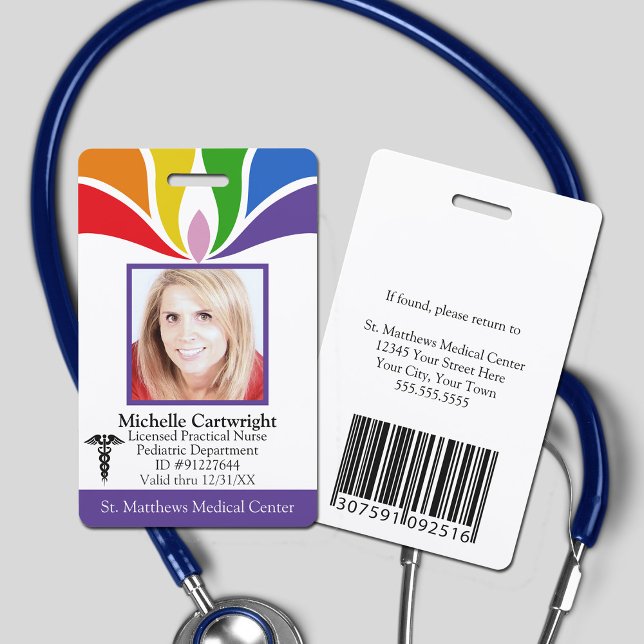 Colourful Custom Rainbow Hospital Employee Medical ID Badge (Creator Uploaded)
