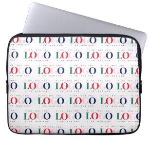 Colourful Custom Rectangle Business Logo Repeating Laptop Sleeve
