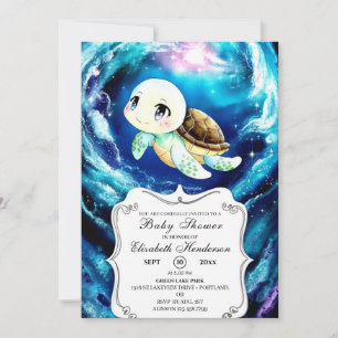 Colourful Custom Sea Turtle Baby Shower Invitation