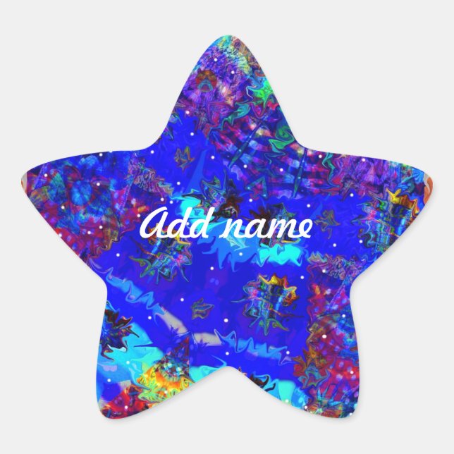 Colourful Customisable Abstract Art Star Sticker (Front)