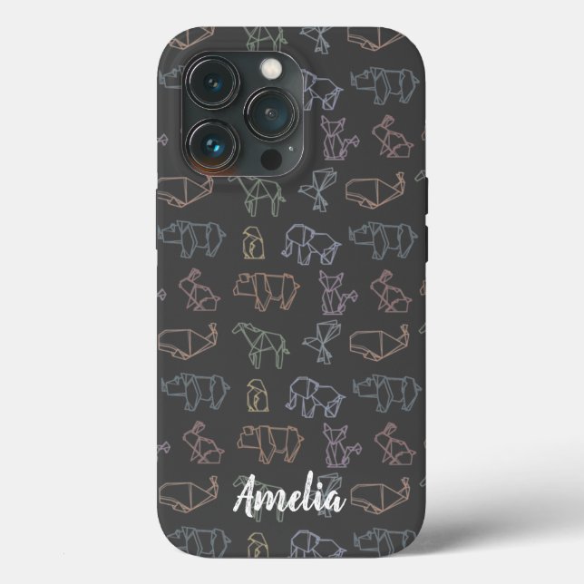 Colourful Customisable Geometry Origami Animals Case-Mate iPhone Case (Back)