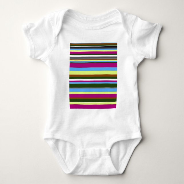 Colourful Customised Designer Stripe Baby Bodysuit (Front)