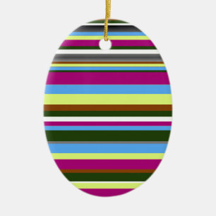 Colourful Customised Designer Stripe Ceramic Tree Decoration