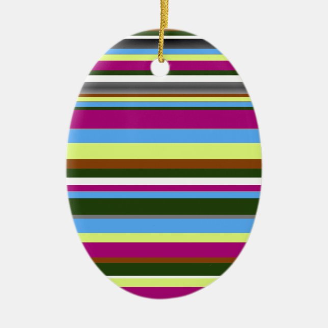 Colourful Customised Designer Stripe Ceramic Tree Decoration (Front)