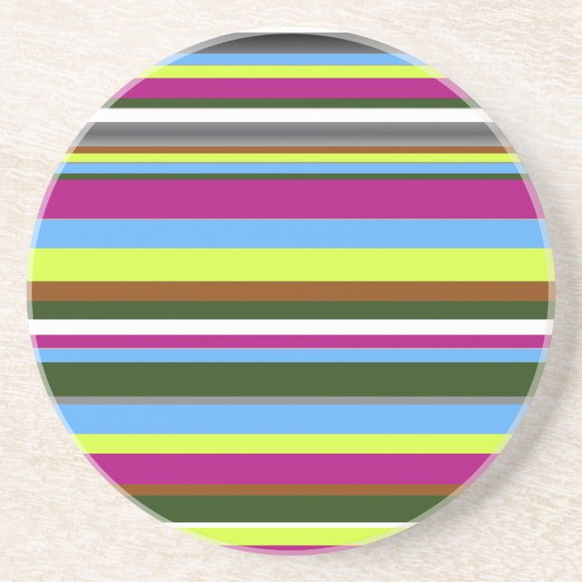 Colourful Customised Designer Stripe Coaster (Front)