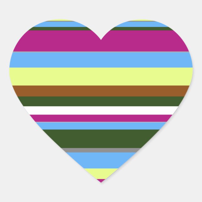 Colourful Customised Designer Stripe Heart Sticker (Front)