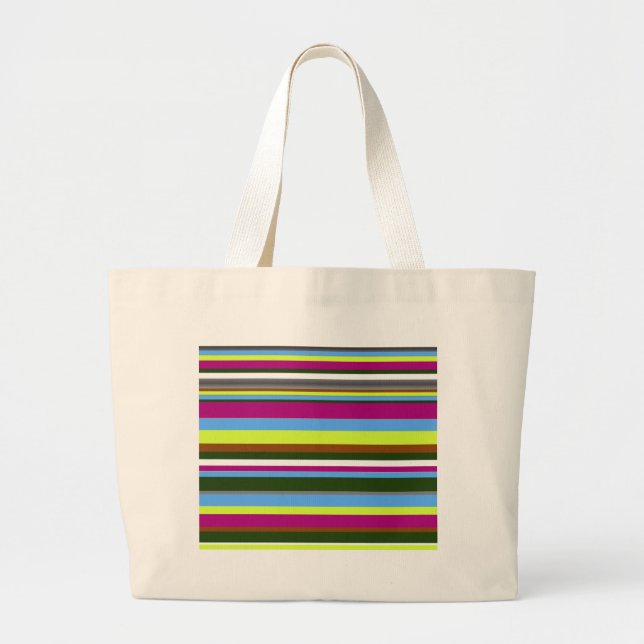 Colourful Customised Designer Stripe Large Tote Bag (Front)