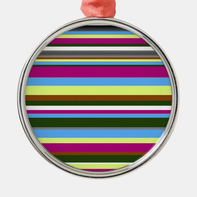 Colourful Customised Designer Stripe Metal Tree Decoration (Front)