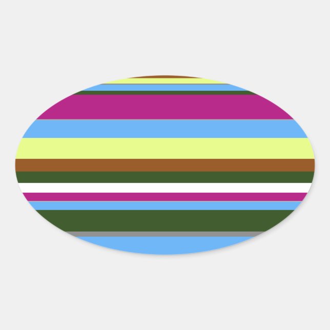 Colourful Customised Designer Stripe Oval Sticker (Front)