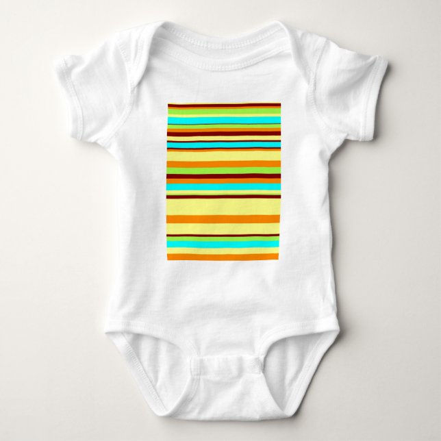 Colourful Customised Designer Stripe Pattern Baby Bodysuit (Front)