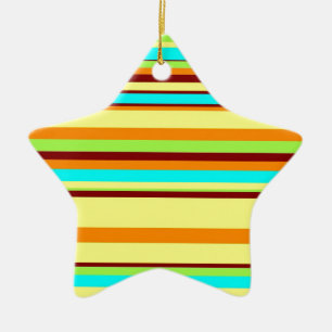 Colourful Customised Designer Stripe Pattern Ceramic Tree Decoration