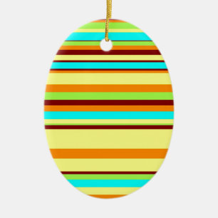Colourful Customised Designer Stripe Pattern Ceramic Tree Decoration